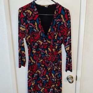 Anne Klein Mosaic Faux Wrap Dress - Large